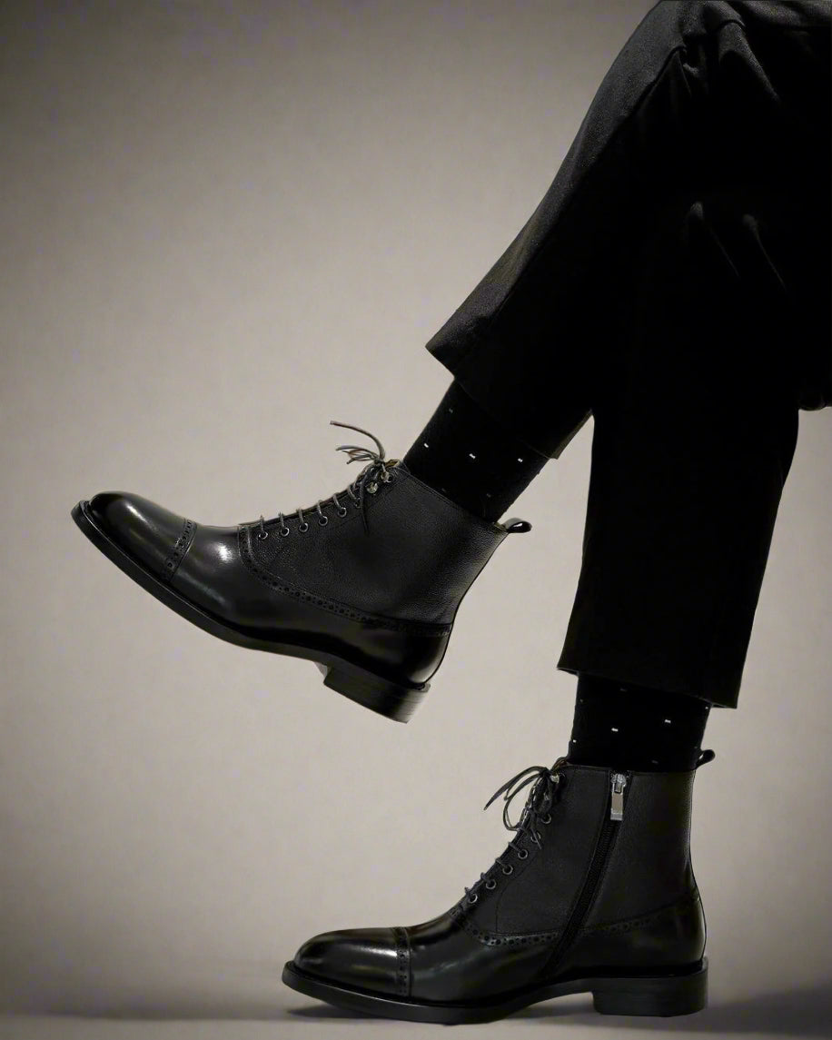 Vellano Dunhaven Brown Leather Lace Up Boots