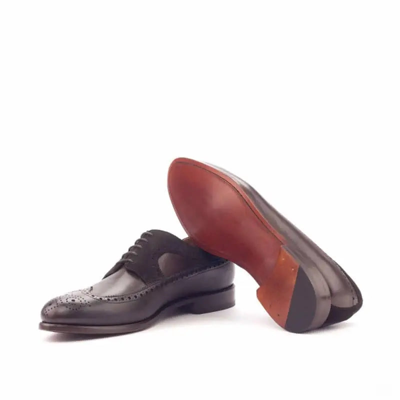 Vellano Leather Suede Strap Brogue Shoe – Brown