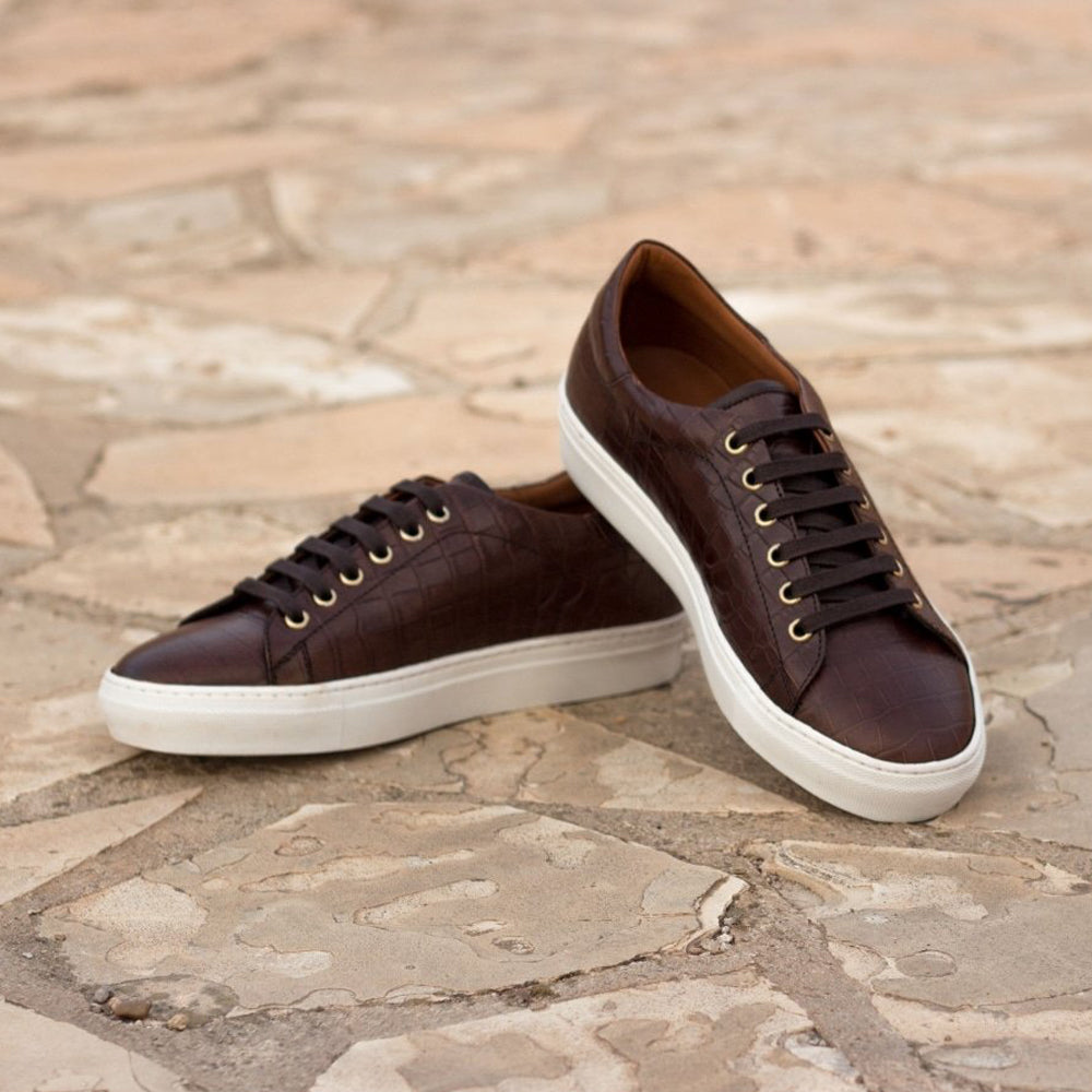 Vellano Demon Brown Croco Low Top Sneakers