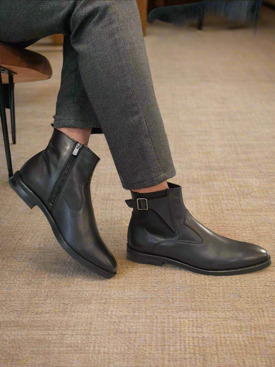 Vellano Nighthaven Black Chelsea Leather Boots