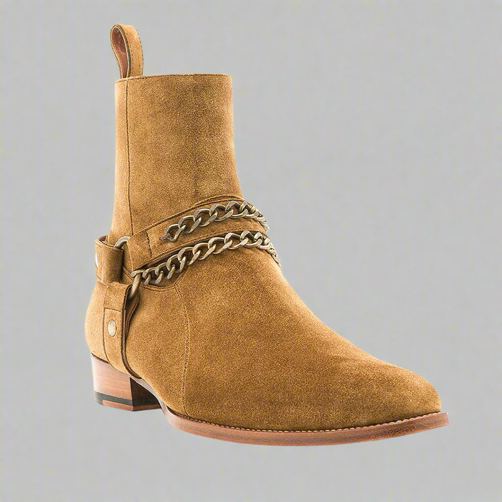 Vellano Chain Strap Boots Tan