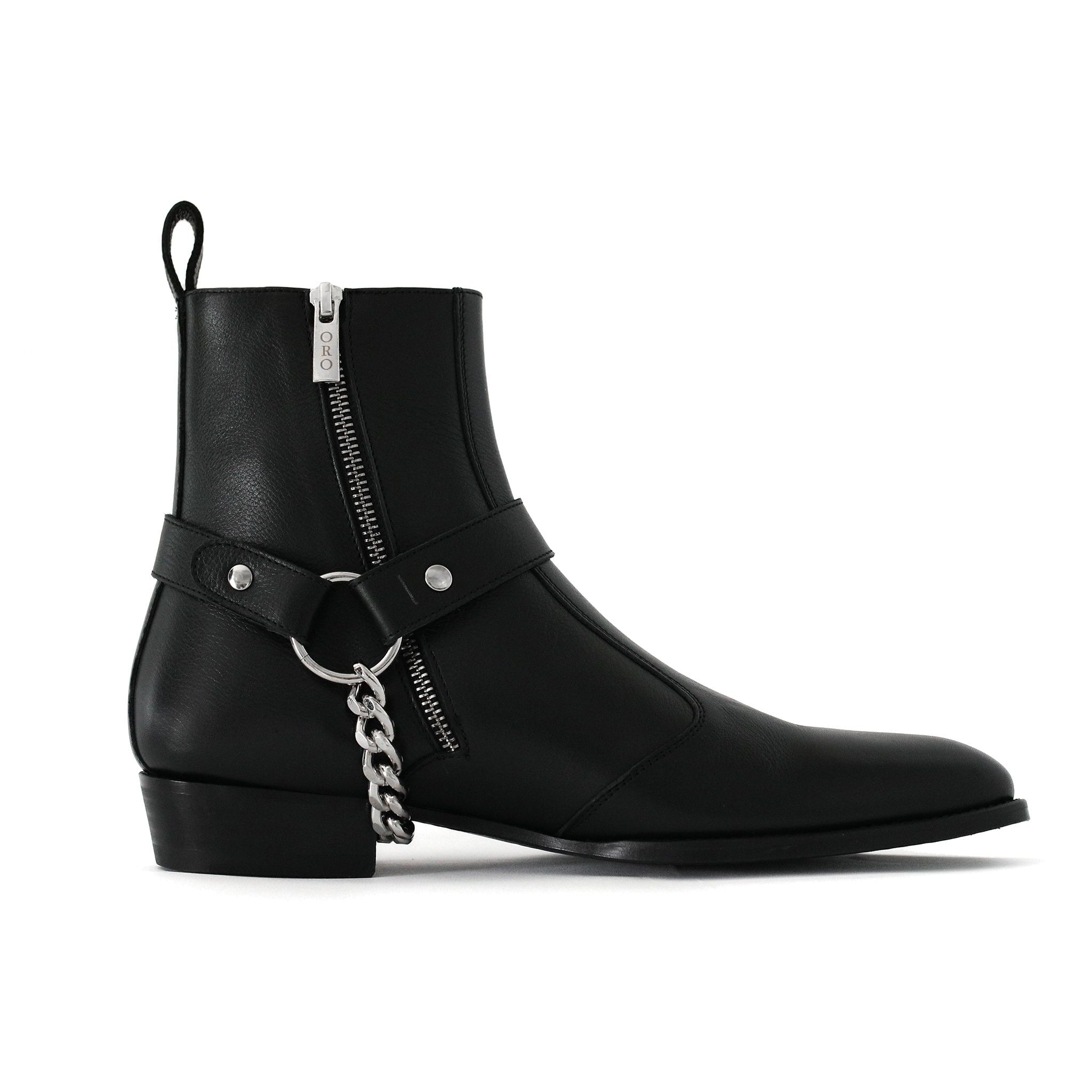 Vellano Robbin Black Leather Chain Boots