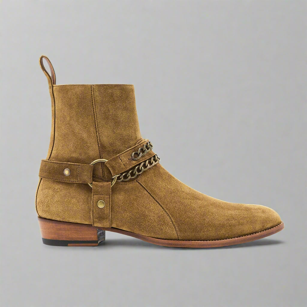 Vellano Chain Strap Boots Tan