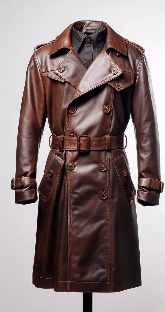 Vellano Red Lambskin Winter Trench Coat