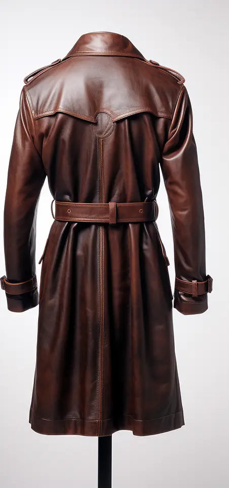 Vellano Red Lambskin Winter Trench Coat