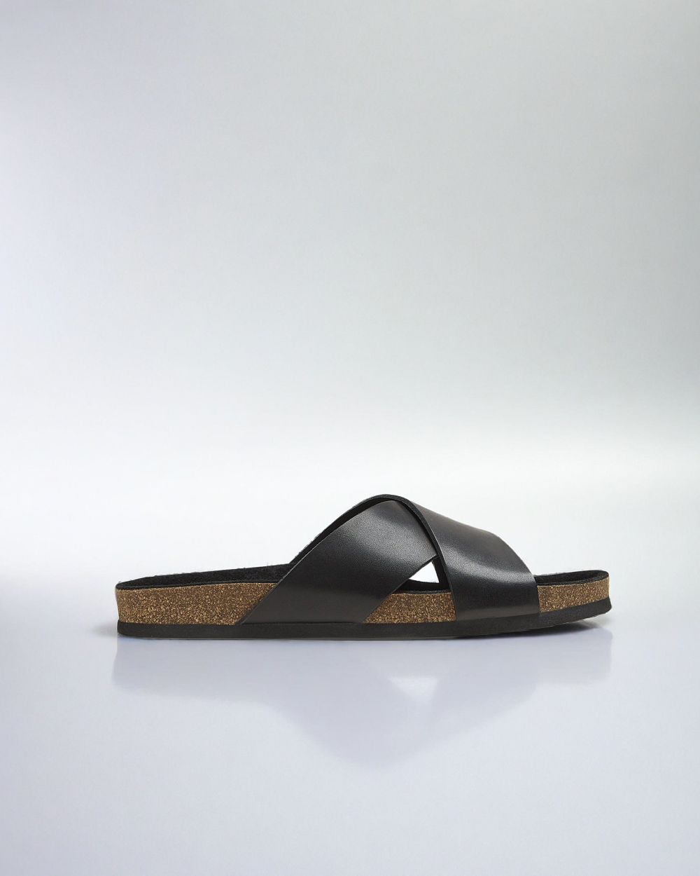 Vellano Solvik Black Leather Slippers