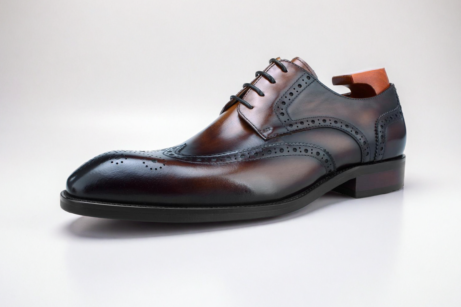 Vellano Robert Black Leather Brogue Shoes