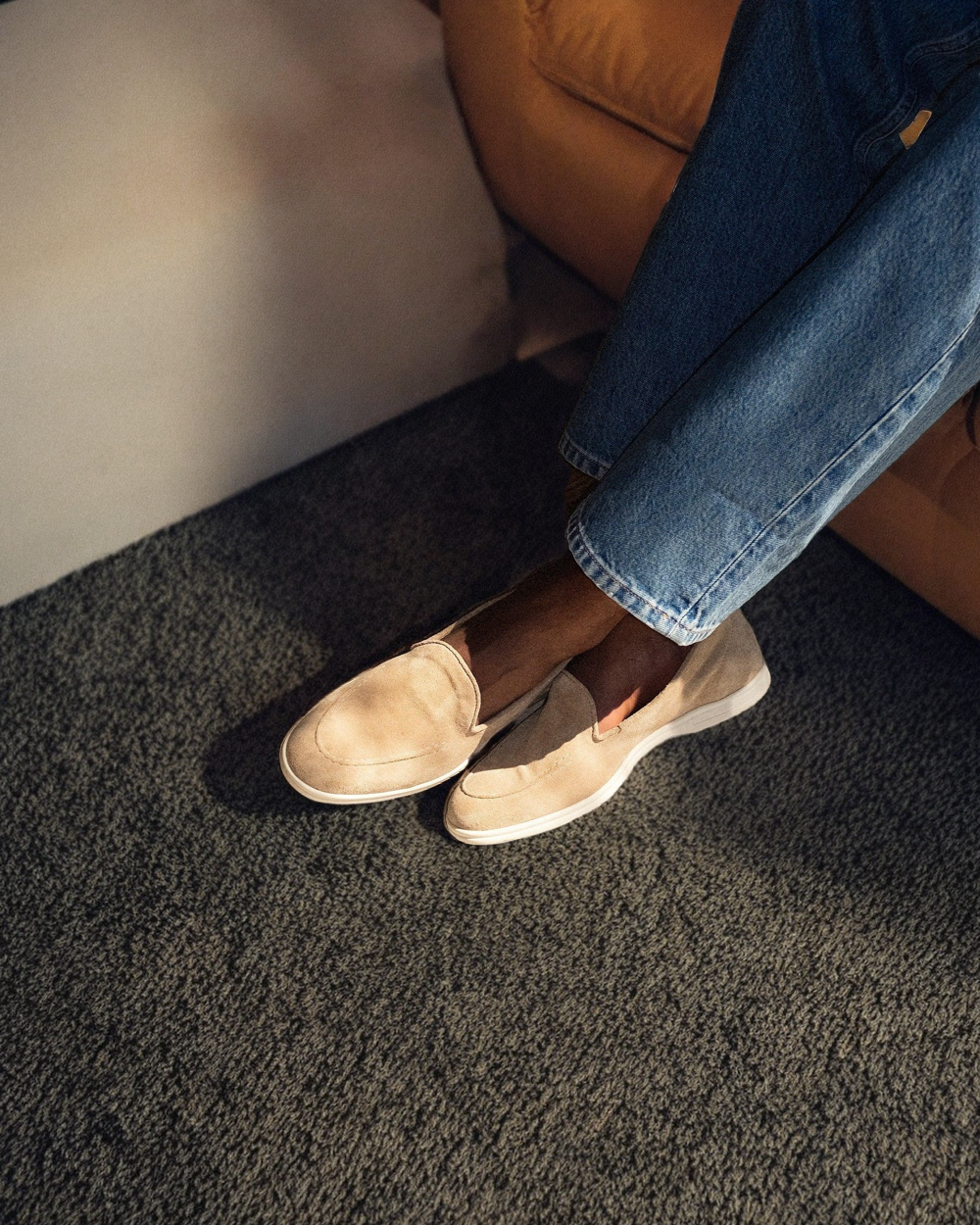 Vellano Sand Suede Loafer Shoes