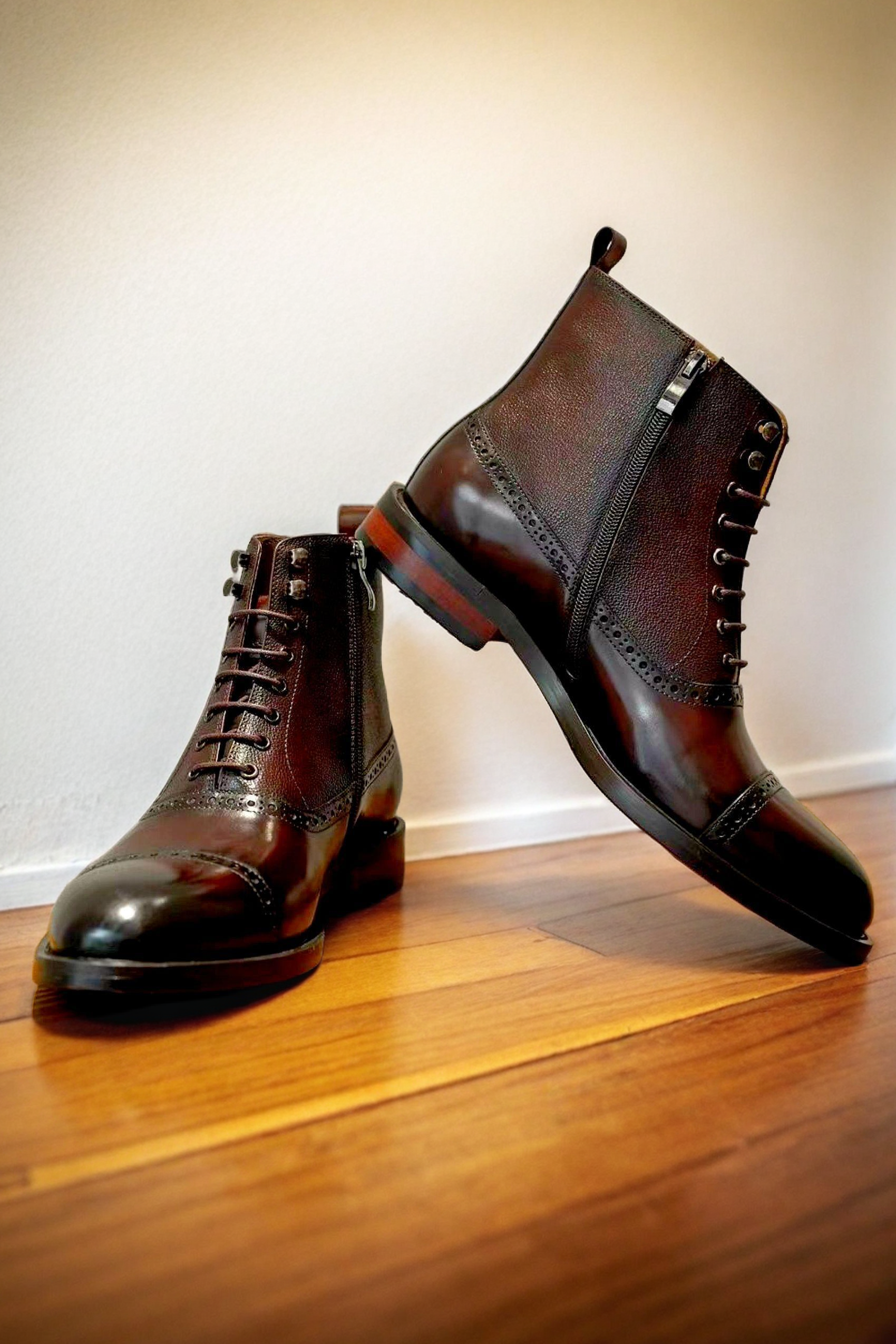 Vellano Dunhaven Brown Leather Lace Up Boots