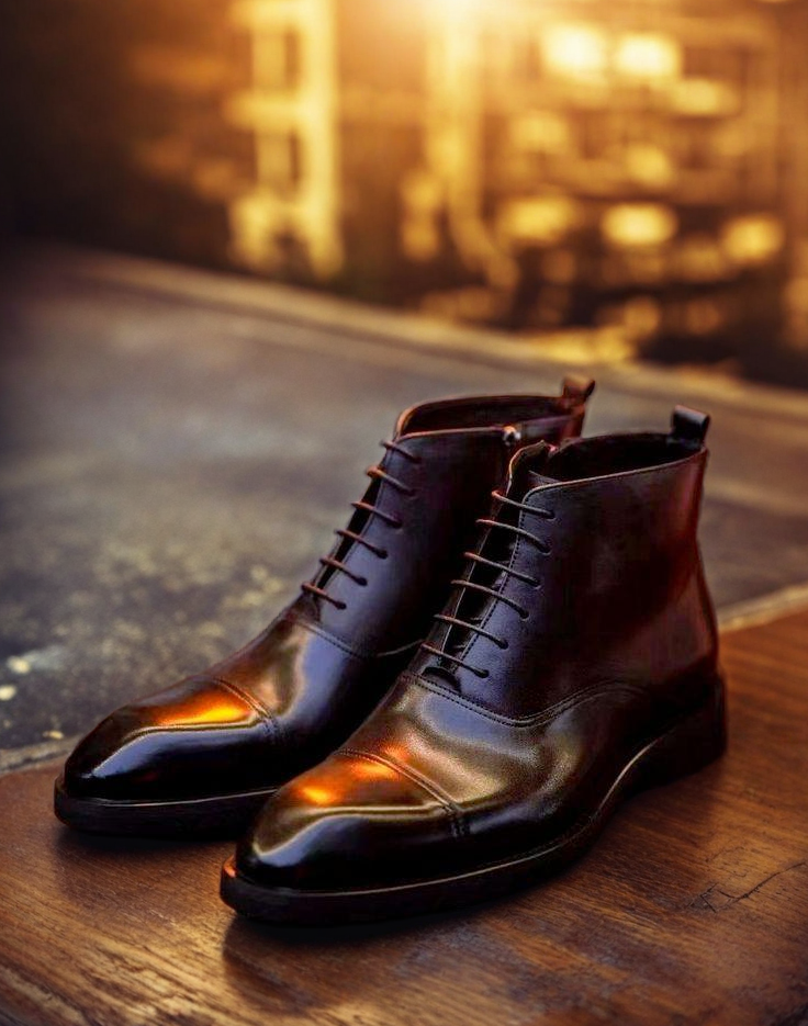 Vellano GraniteTrek Lace Up Leather Ankle Boots for Men with Rugged Grip and Comfort