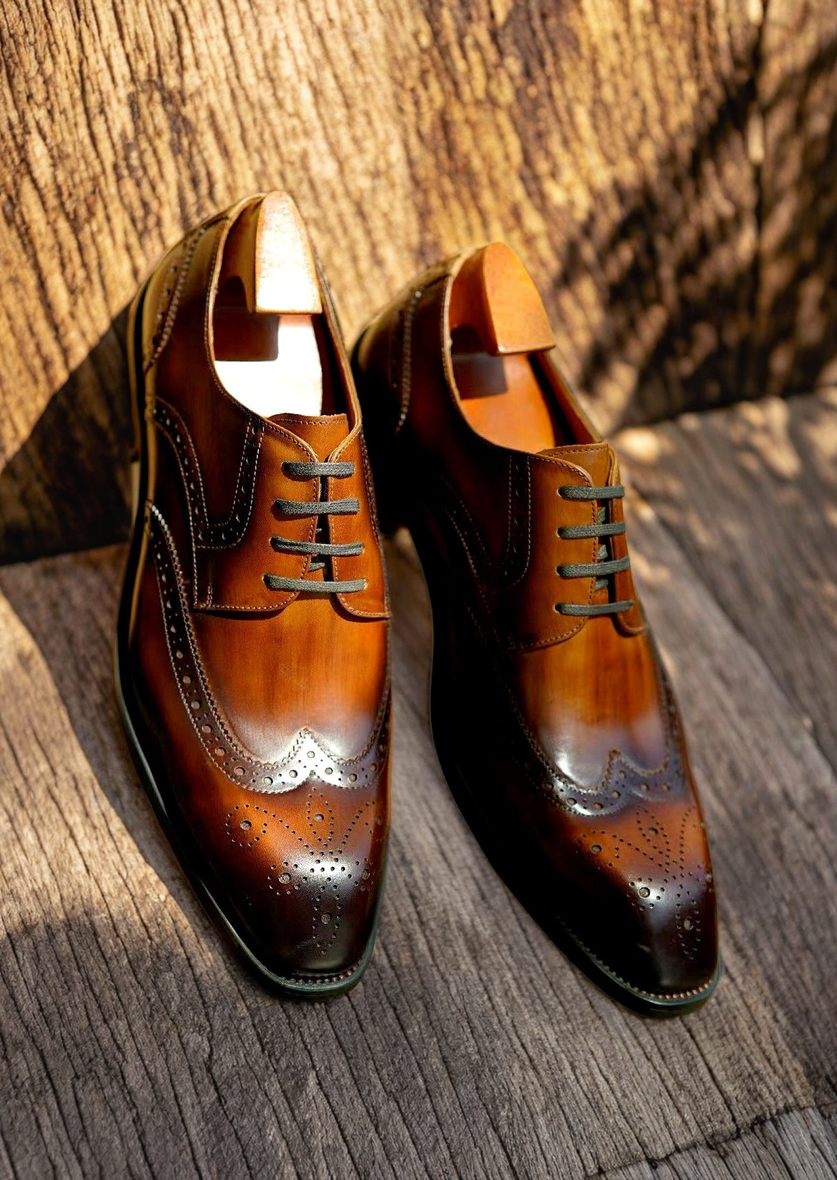 Vellano Robert Black Leather Brogue Shoes