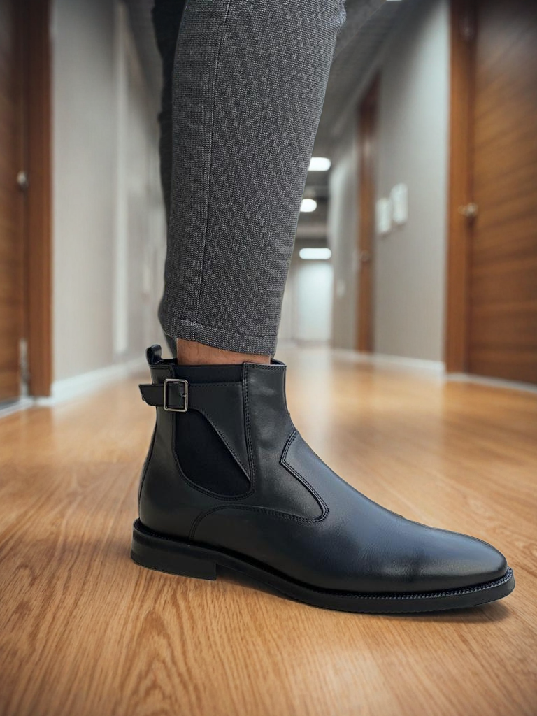 Vellano Nighthaven Black Chelsea Leather Boots