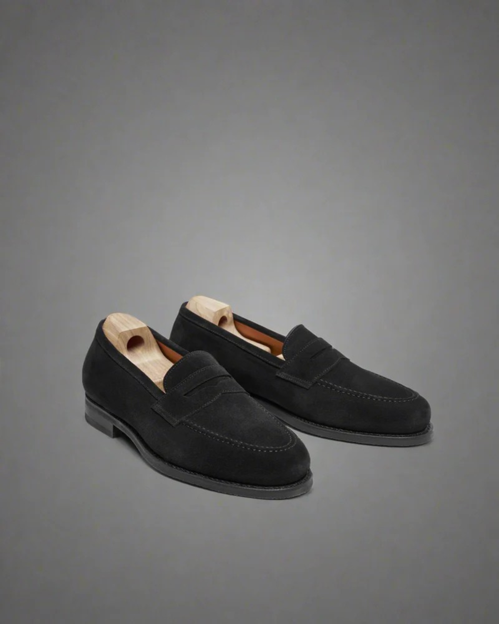 Vellano Stenhammar Black Suede Penny Loafers