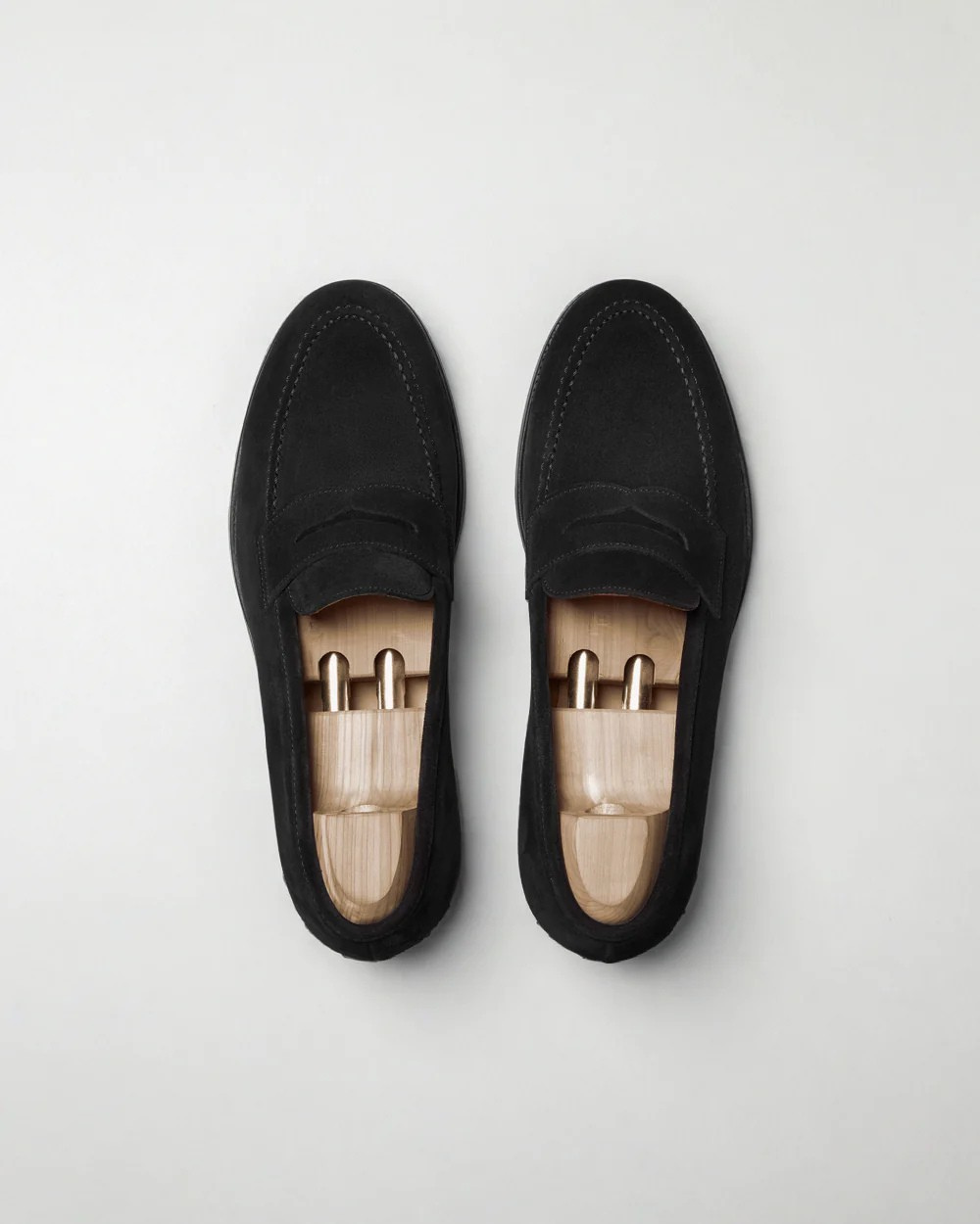 Vellano Stenhammar Black Suede Penny Loafers
