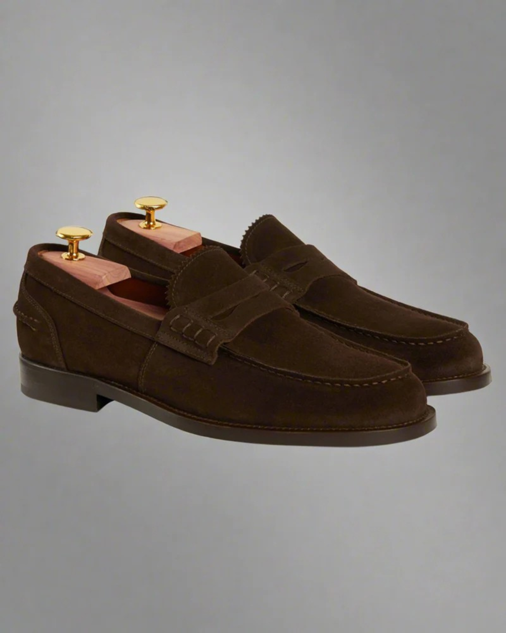 Vellano Harrowmere Dark Brown Suede Penny Loafers