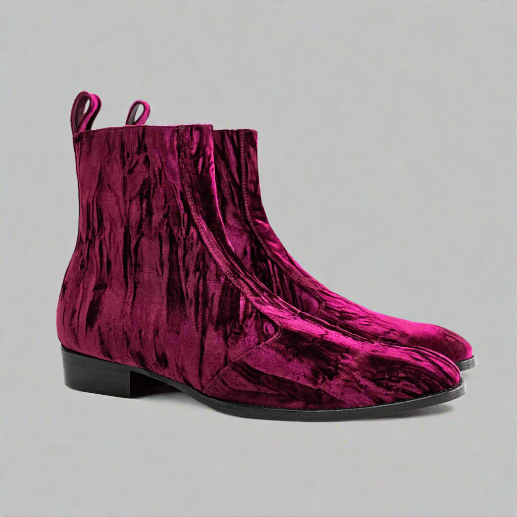 Vellano Wine Velvet Side Zip Boot